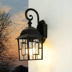 Sale Easylight Wandlaterne außen Schwarz E27 H: 37 cm Aluminium Glas