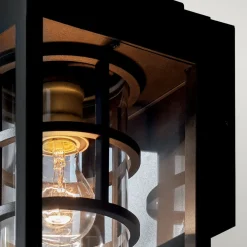 Elstead Wandlaterne Schwarz für E27 IP44 45,7 cm hoch Vintage* Stofflampen|Rustikale Lampen