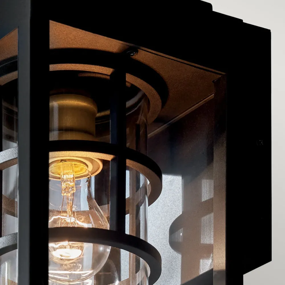 Elstead Wandlaterne Schwarz für E27 IP44 45,7 cm hoch Vintage* Stofflampen|Rustikale Lampen