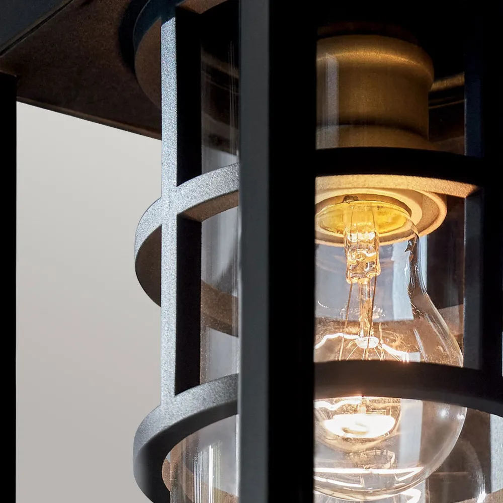 Elstead Wandlaterne Schwarz für E27 IP44 45,7 cm hoch Vintage* Stofflampen|Rustikale Lampen