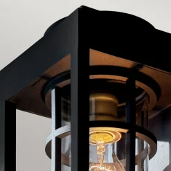 Elstead Wandlaterne Schwarz für E27 IP44 45,7 cm hoch Vintage* Stofflampen|Rustikale Lampen