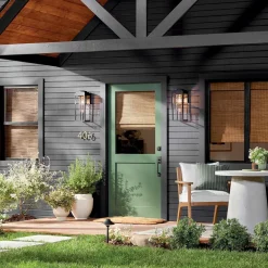 Elstead Wandlaterne Schwarz für E27 IP44 45,7 cm hoch Vintage* Stofflampen|Rustikale Lampen