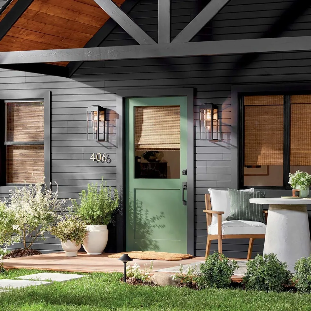 Elstead Wandlaterne Schwarz für E27 IP44 45,7 cm hoch Vintage* Stofflampen|Rustikale Lampen