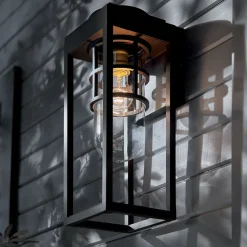 Elstead Wandlaterne Schwarz für E27 IP44 45,7 cm hoch Vintage* Stofflampen|Rustikale Lampen