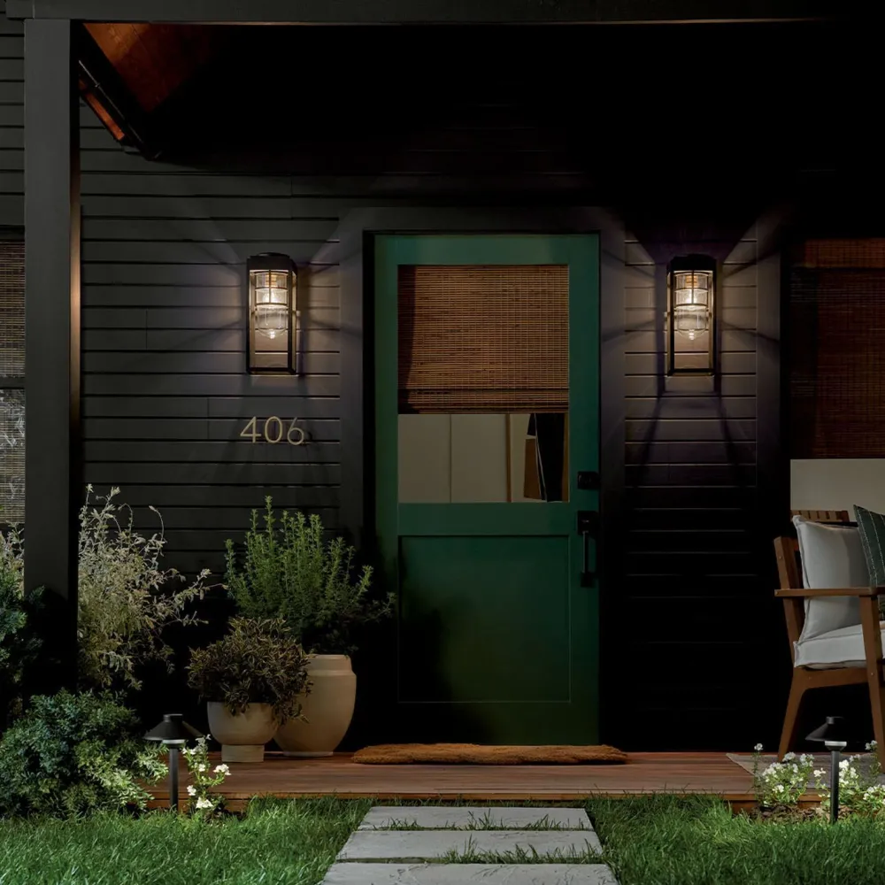 Elstead Wandlaterne Schwarz für E27 IP44 45,7 cm hoch Vintage* Stofflampen|Rustikale Lampen