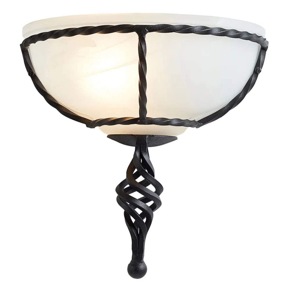Best Elstead Wandleuchte ANOUK Schwarz B:26cm Rustikal Lampe