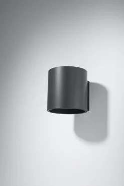 Sollux Wandleuchte Anthrazit Metall klein H:10cm rund VALERYA* Wandleuchten|Flurlampen