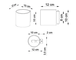 Sollux Wandleuchte Anthrazit Metall klein H:10cm rund VALERYA* Wandleuchten|Flurlampen