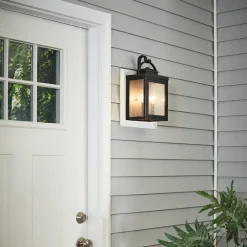 New Elstead Wandleuchte außen Aluminium Glas H: 37,2 cm IP44 in Bronze