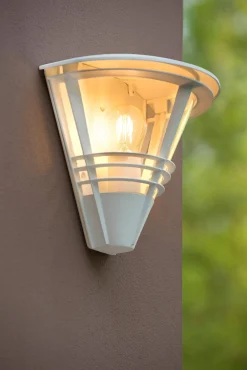 Wandleuchte Außen Aluminium Weiß IP44 E27 T:27 cm* Außenwandleuchten|Moderne Außenleuchten