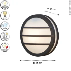 Outlet Eco-Light Wandleuchte Außen Aluminium E27 IP54 Ø26 cm blendarm