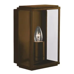 Clearance Searchlight Wandleuchte außen E27 IP44 Rostbraun Glas Edelstahl BOX