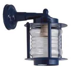Clearance Lido Wandleuchte außen Glas Messing E27 IP23 Blau Maritim