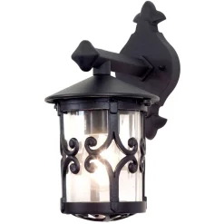 Best Elstead Wandleuchte Außen Hof Schwarz Aluminium Glas Ø15cm