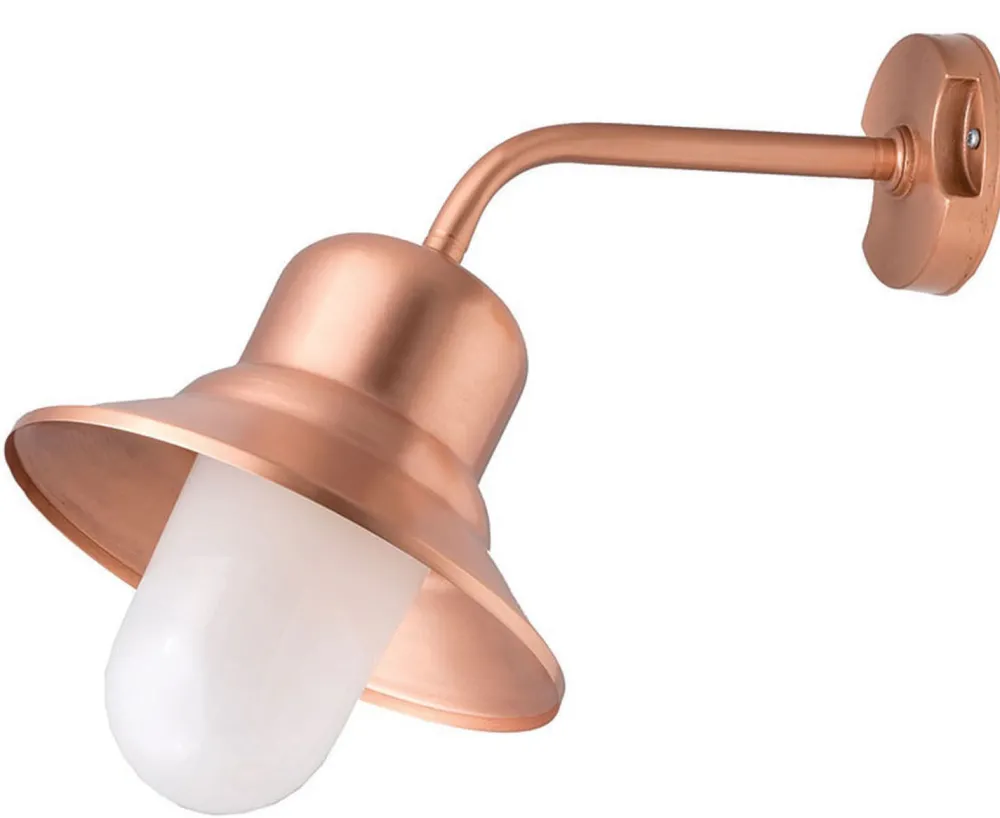 Discount Lido Wandleuchte Außen in Kupfer Echt-Messing Glas SAMOS