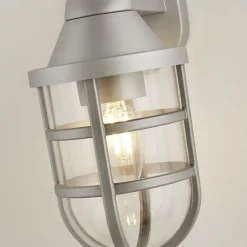 Best Searchlight Wandleuchte außen in Silber IP44 E27 Maritim H: 21 cm