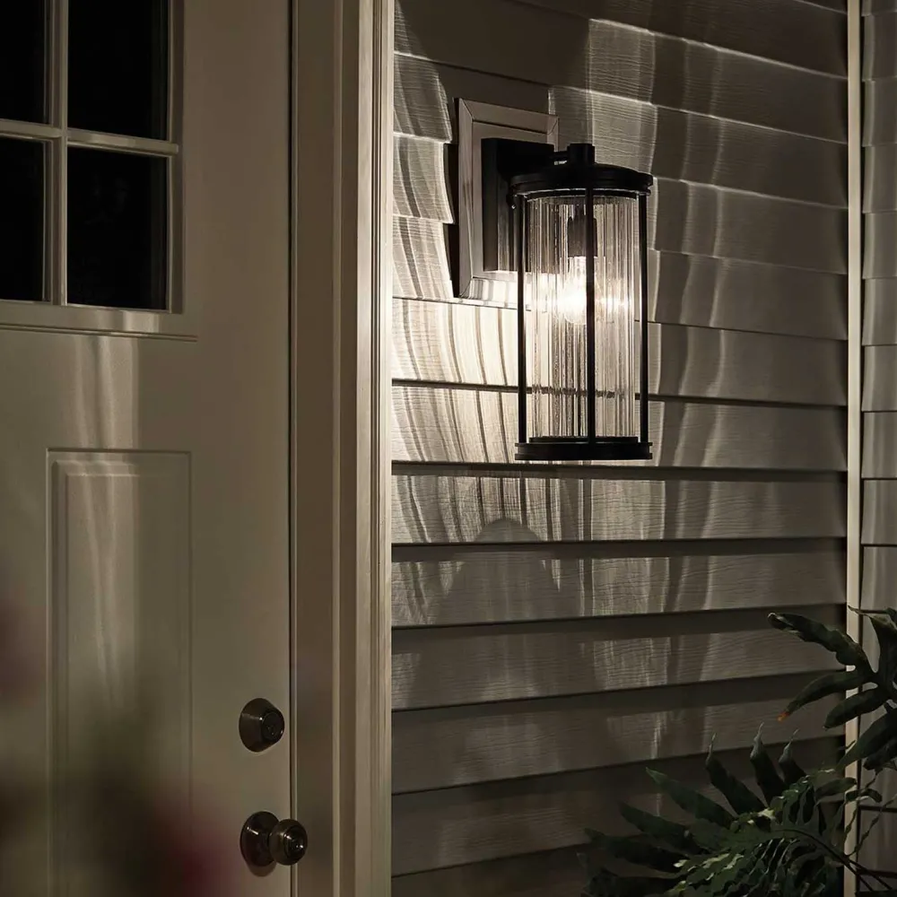 Elstead Wandleuchte außen IP44 40,6 cm hoch Aluminium Glas E27* Außenwandleuchten|Gartenlaternen