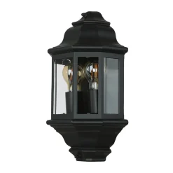 Easylight Wandleuchte Außen IP44 Glas Alu H: 43 cm 2x E27 Schwarz* Rustikale Lampen|Maritime Lampen