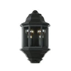 Easylight Wandleuchte Außen IP44 Glas Alu H: 43 cm 2x E27 Schwarz* Rustikale Lampen|Maritime Lampen
