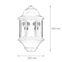 Easylight Wandleuchte Außen IP44 Glas Alu H: 43 cm 2x E27 Schwarz* Rustikale Lampen|Maritime Lampen
