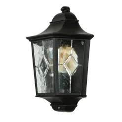 Best Elstead Wandleuchte Außen Kirchenglas IP43 Schwarz Haus