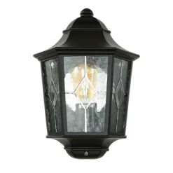 Best Elstead Wandleuchte Außen Kirchenglas IP43 Schwarz Haus