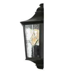 Best Elstead Wandleuchte Außen Kirchenglas IP43 Schwarz Haus