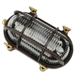 Hot Lido Wandleuchte außen Maritim IP64 Messing Riffelglas E27