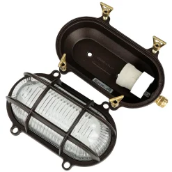 Hot Lido Wandleuchte außen Maritim IP64 Messing Riffelglas E27