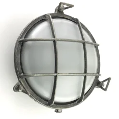 New Andromeda Wandleuchte außen Messing Glas rund Ø 24 cm IP64 Zinn Weiß