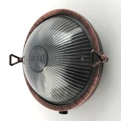 Andromeda Wandleuchte außen Messing massiv Glas E27 IP64 rund* Außenwandleuchten|Rustikale Lampen