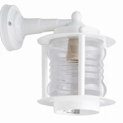 Lido Wandleuchte außen Messing Glas E27 IP23 H: 24 cm Weiß* Außenwandleuchten|Gartenlaternen