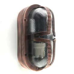 Clearance Andromeda Wandleuchte außen Messing Glas IP64 in Kupfer antik Maritim