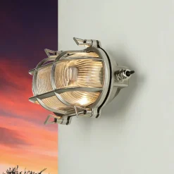 Lido Wandleuchte Außen Nickel Maritim IP64 Echt-Messing* Rustikale Lampen|Metall Lampen