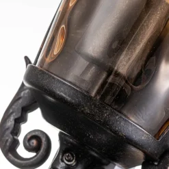 Elstead Wandleuchte außen Rauchglas Aluminium IP44 H: 43,2 cm* Glaslampen|Metall Lampen