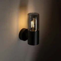 Nowodvorski Wandleuchte außen Schwarz Rauchglas Aluminium IP44 E27* Metall Lampen|Fassadenstrahler