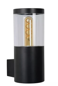 Wandleuchte Außen Stahl Schwarz IP44 H:23 cm E27 Balkon* Außenwandleuchten|Metall Lampen