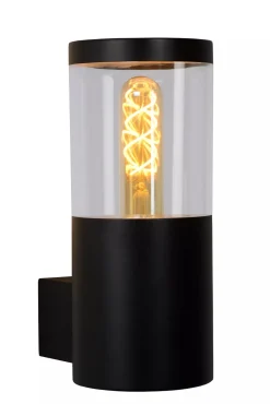 Wandleuchte Außen Stahl Schwarz IP44 H:23 cm E27 Balkon* Außenwandleuchten|Metall Lampen