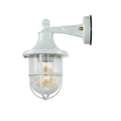 Lido Wandleuchte außen Weiß IP64 E27 Glas Messing massiv* Rustikale Lampen|Metall Lampen