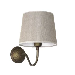 Giovanni Battista Wandleuchte aus Echt-Messing mit Stoffschirm Beige* Wandleuchten|Esszimmer Lampen