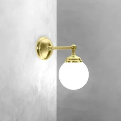 Clearance Giovanni Battista Wandleuchte Bad B: 12 cm Kugelschirm Glas Messing E14