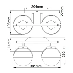 Discount Elstead Wandleuchte Bad Metall Glas IP44 38,1 cm breit Schwarz Weiß