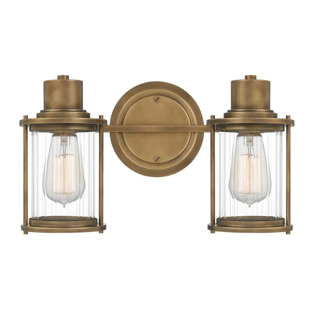 Best Elstead Wandleuchte Bad Vintage IP44 B: 38,1 cm Metall Glas 2x E27