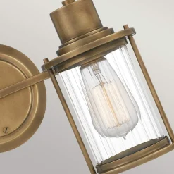 Best Elstead Wandleuchte Bad Vintage IP44 B: 38,1 cm Metall Glas 2x E27