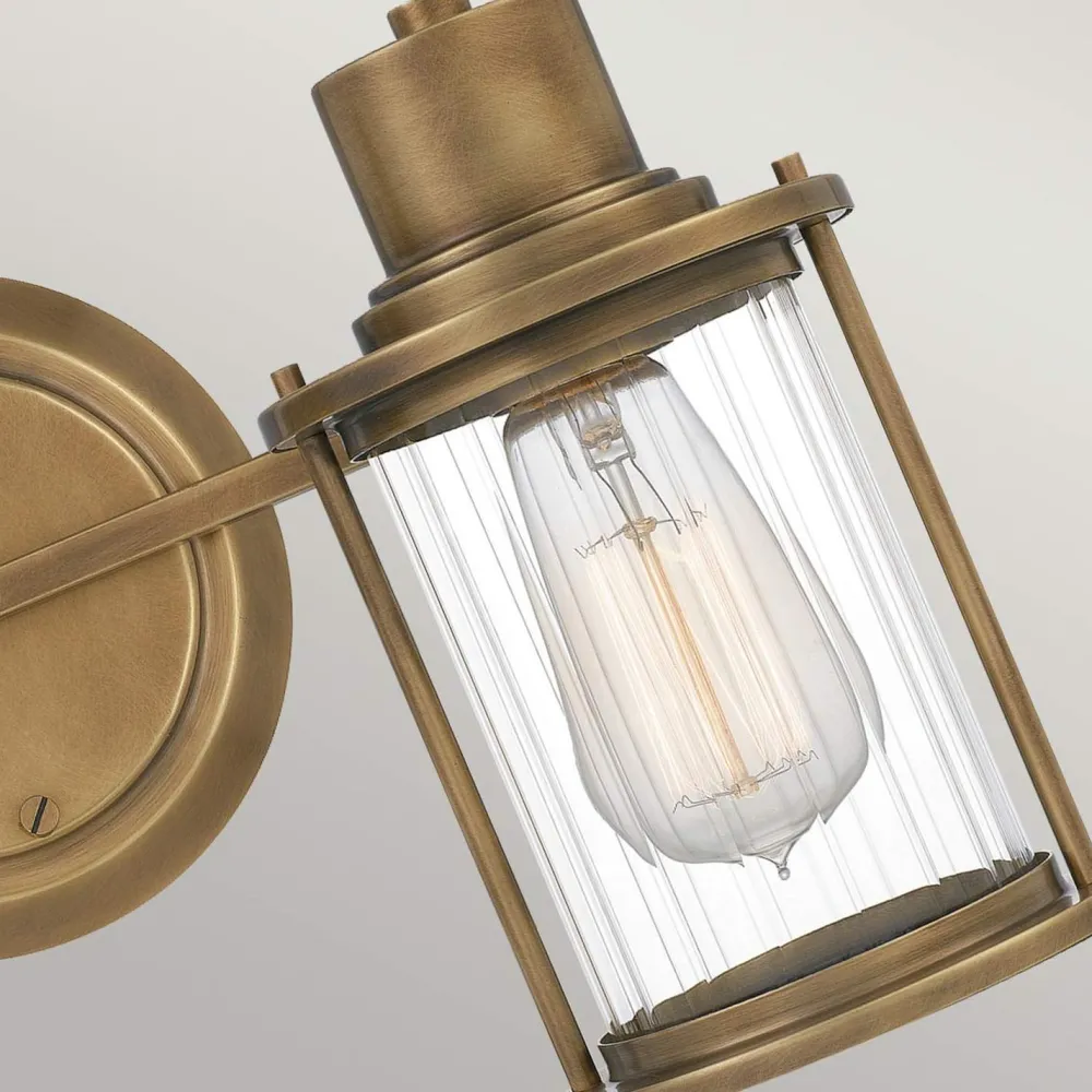 Best Elstead Wandleuchte Bad Vintage IP44 B: 38,1 cm Metall Glas 2x E27