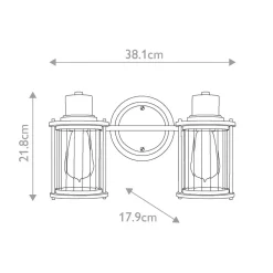 Best Elstead Wandleuchte Bad Vintage IP44 B: 38,1 cm Metall Glas 2x E27
