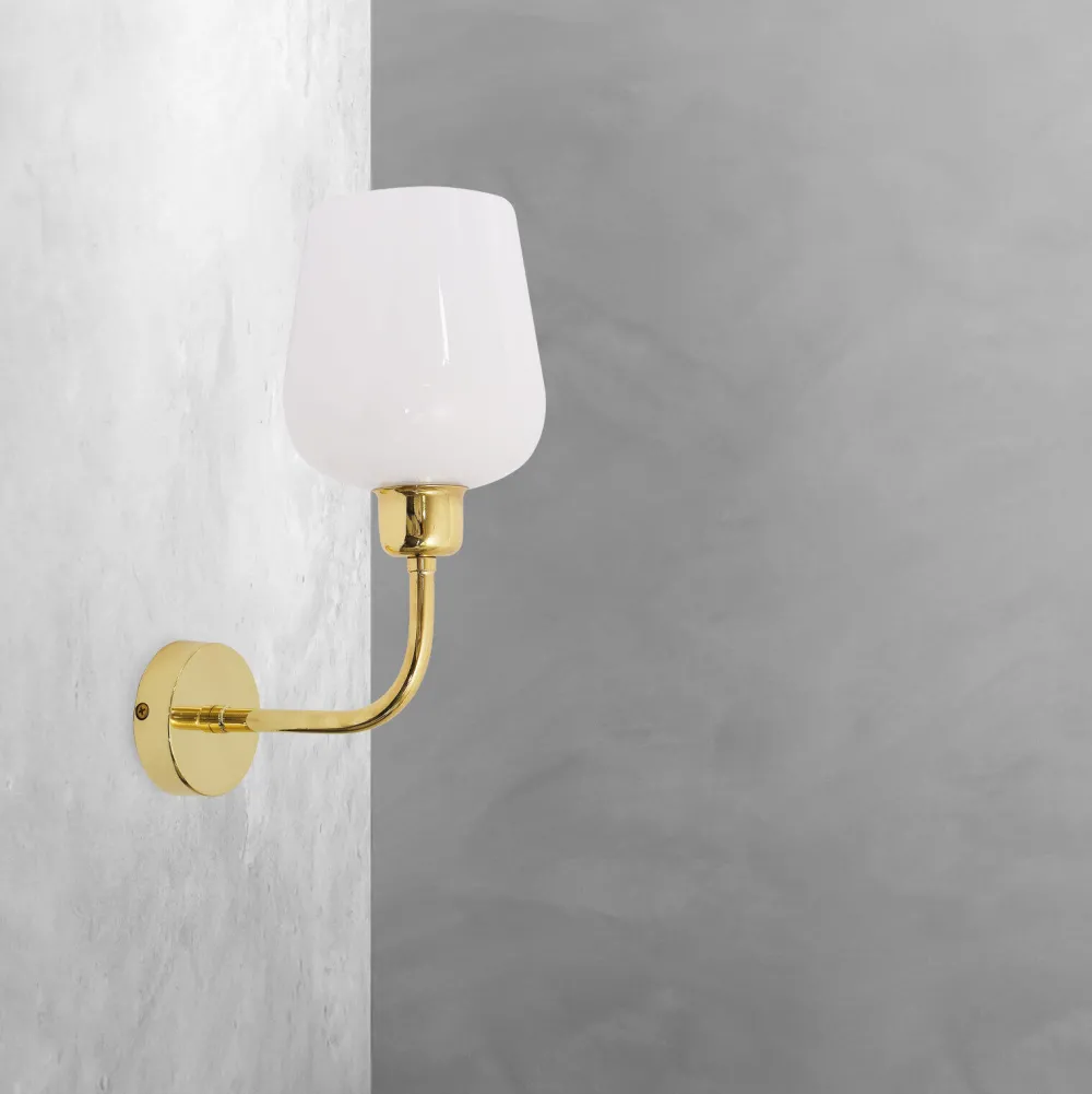 Giovanni Battista Wandleuchte Badezimmer H: 28,5 cm Messing Glas E27 TALIS* Wandleuchten|Badezimmer Lampe