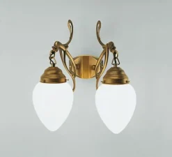 New Berliner Messingleuchten Wandleuchte Berliner Messing Glas E27 T:25 cm 2-flammig