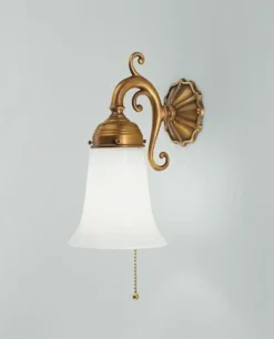 Berliner Messingleuchten Wandleuchte Berliner Messing Glas T:18 cm Zugschalter* Wohnzimmerlampen|Metall Lampen