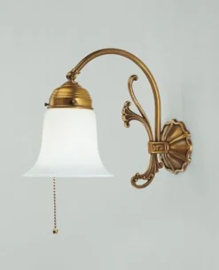 New Berliner Messingleuchten Wandleuchte Berliner Messing Glas E27 mit Zugschalter